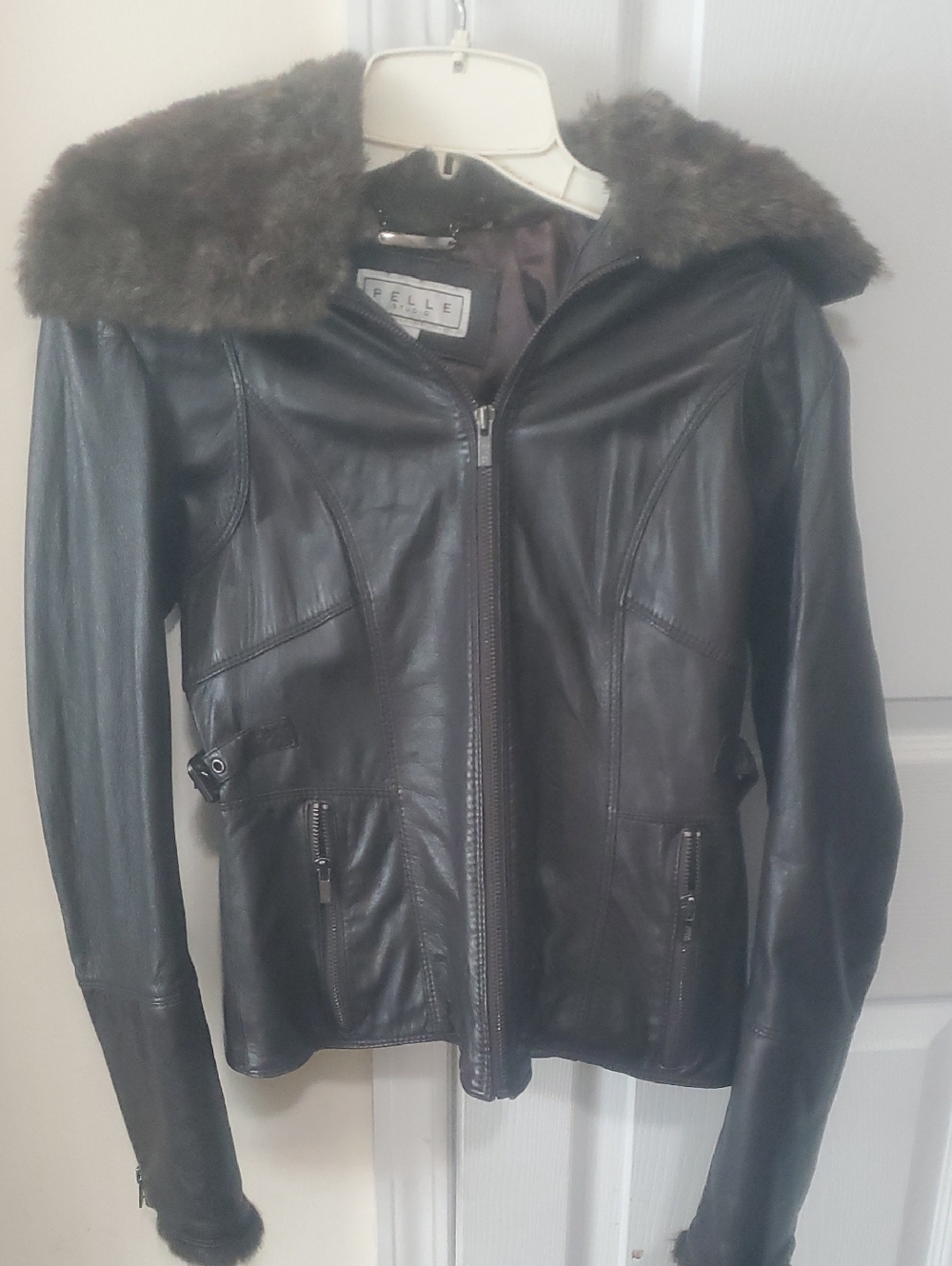 Pelle Studio Leather Jacket with Fur Collar